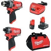 Milwaukee Electric Tools 2598-22 M12 Fuel 2 Pc Kit- 1/2" Hammer Drill &amp; 1/4" Impact