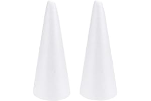 Holibanna Foam Cone Polystyrene Cone Shapes White Christmas Tree Crafts Table Centerpiece Props 2pcs 12.6 X 4.7 Inch