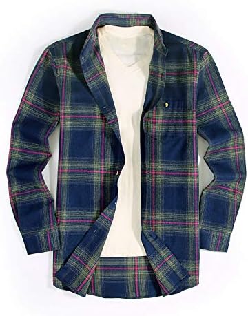 Men's Casual Button Down Shirts Long Sleeve Regular Fit Plaid Flannel Shirt