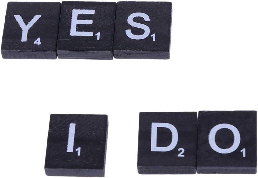 100Pcs Wooden Alphabet Scrabble Tiles Black Letters for Craft Wood Embellishment by Shaoge