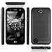 LG X Power 2 M320/LG X Power 3/LG Fiesta LTE/LG X Charge/LG Fiesta 2 Case, with TJS [Tempered Glass Screen Protector] Carbon Fiber Metallic Brush Finish Back Hard TPU Inner Layer Phone (Black)