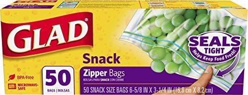 Glad Food Storage Bags, Zipper Snack, 50 Count by Glad Food Storage