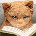 ART & ARTIFACT Cat Reading Book to Mouse Sculpture Home Decor Figurine - 3 1/2