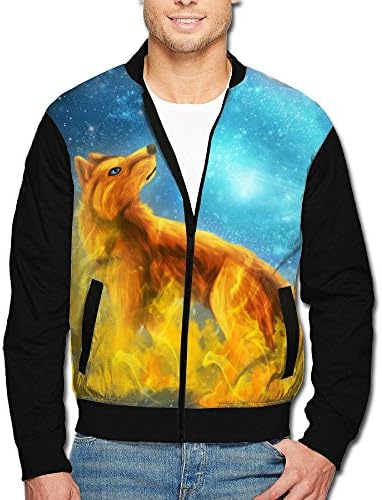 LOWELO Mens Galaxy Wolf 3d Raglan Jacket Zip-up Hoodie Sweatshirt Jacket 80s Christmas