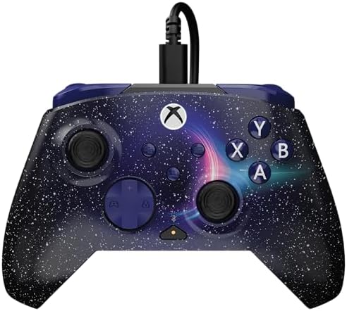Rematch Advanced Dark Cosmos Controller da gaming con cavo per Xbox e PC. Con licenza per Xbox con pulsanti rimappabili, grilletti sensibili e comandi audio