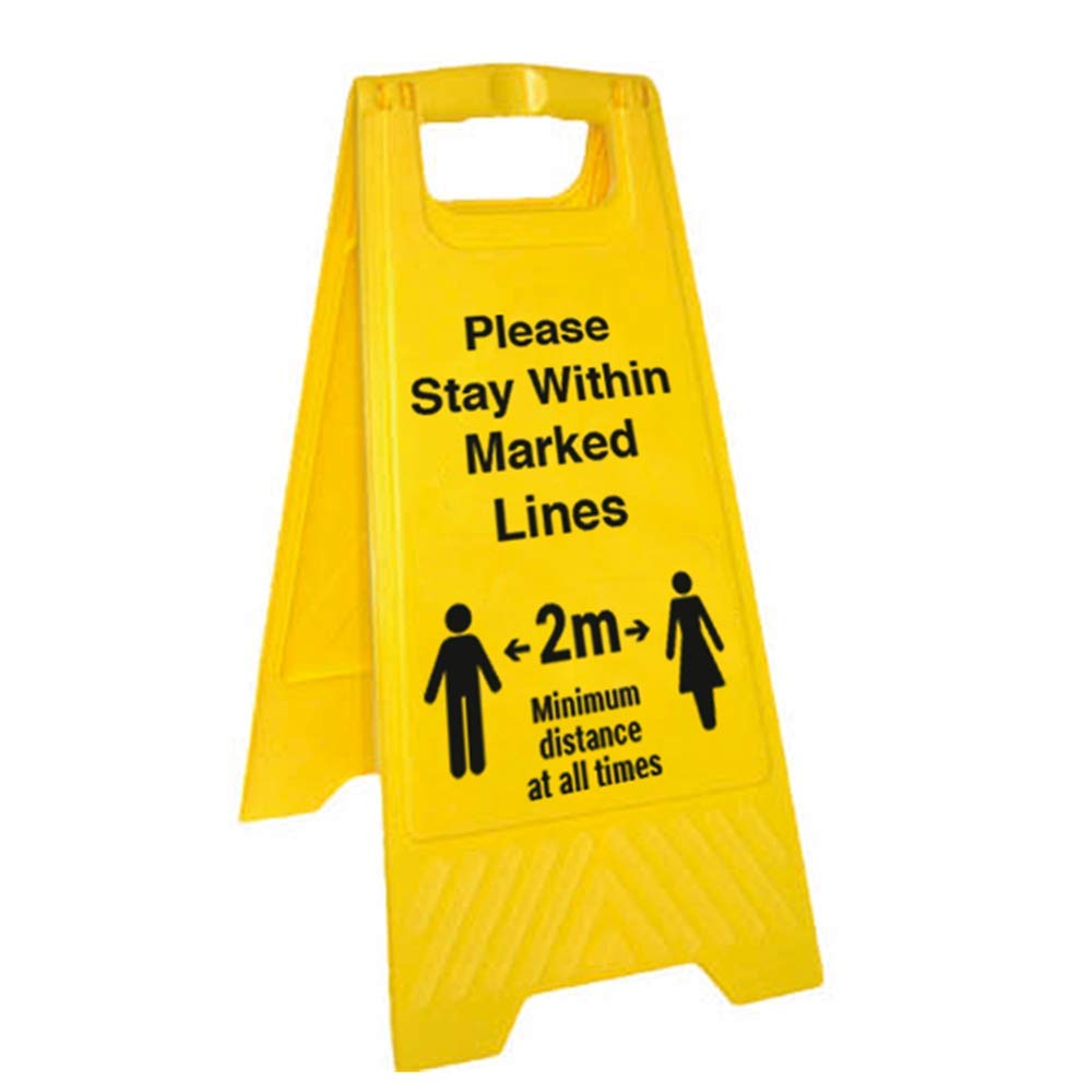 V Safety Please Stay Within Marked Lines - Double Sided Floor Sign