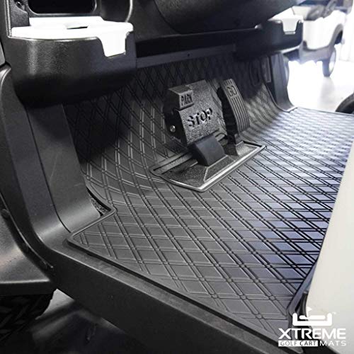 Xtreme Mats Full Coverage Golf Cart Floor Liner Mat W/Color Options- Fits Club Car Models Precedent (2004-2020)/Onward & Tempo (2017-2020) - Black with Black Trim