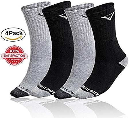 Premium Wool Hiking Socks (4 Pack)— Men’s &amp; Women’s— Breathable Mid Length Multi Performance Socks