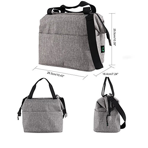 Lunch Bag Box F40C4TMP Insulated Tote with YKK Zipper Extra Pocket Shoulder Strap For Meal Prep Men Women Kids Adults Grey - Thumbnail 4