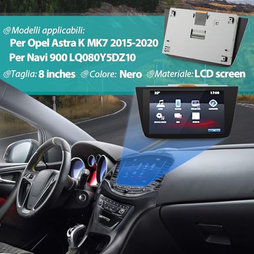 TGHongKy 8 Inch LQ080Y5DZ10 LCD Screen for Opel Vauxhall Navi 900 Touch Screen Glass LCD Display for Opel Astra K MK7 2015-2020 Touch Screen Glass with 4 XX Tools