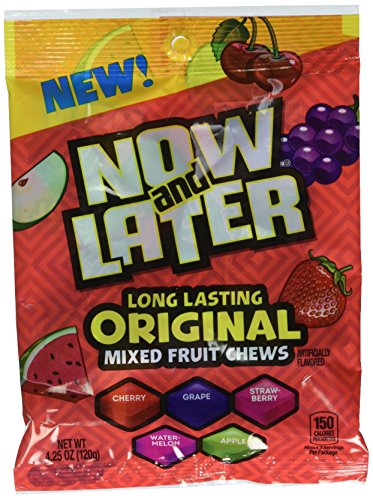 Now & Later Original Taffy Chews Candy, Assorted, 4.25 Ounce Bag
