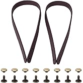 Joyzan Leather Bag Handles, Purse Handbag Strap PU Short Bags Belt Replacement Tote Straw Crochet Underarm Shoulder DIY Wallet Sewing Canvas Repair Band Mount Making Supplies Rivets 25.5in 2Pcs
