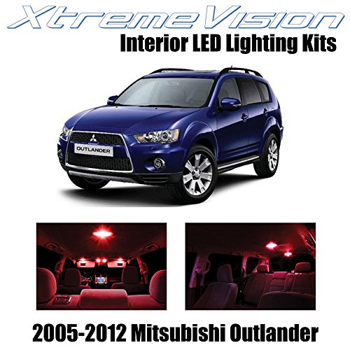 XtremeVision Mitsubishi Outlander 2005-2012 (4 Pieces) Red Premium Interior LED Kit Package + Installation Tool