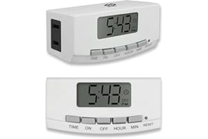 OSKOS 2-Pack Indoor 24-Hour Programmable Indoor Digital Timer with Polarized Plug and Large Screen, Plug-in Outlet Timer for Lights, Lamps, and Fans, 15A/1875W, UL Listed