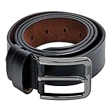 Kingstar Men's Black Leather Dress Classic Belt,38mm Smooth Reversible Ratchet Jean Belts with Adjustable Single-prong Buckle