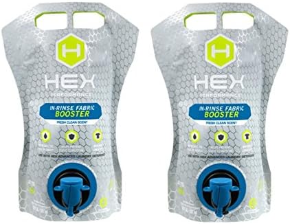 HEX Performance In Rinse Fabric Booster, Fresh Clean Scent, 20 Ounce Pouches, Pack of 2, Yields 40 Total Loads