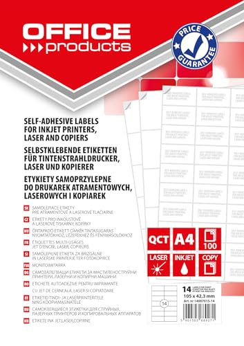 Office Products Self-Adhesive Labels / 105 x 42.3 mm / 100 Sheets A4 / White/Economical Self-Adhesive Labels/Address Stickers Printable Address Labels Adhesive Labels