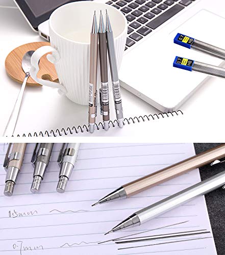 Mechanical Pencil Set, 6 Pieces Drafting Mechanical Pens and 24 Tubes Lead Refills with 3 Pack Erasers and a A6 bag for Office and School