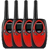Floureon 4 Packs 22-Channel FRS/GMRS Two Way Radios Up to 3000M/1.9MI Range (MAX 5000M/3.1MI) Handheld Walkie Talkies for Outdoor Adventure (Red)