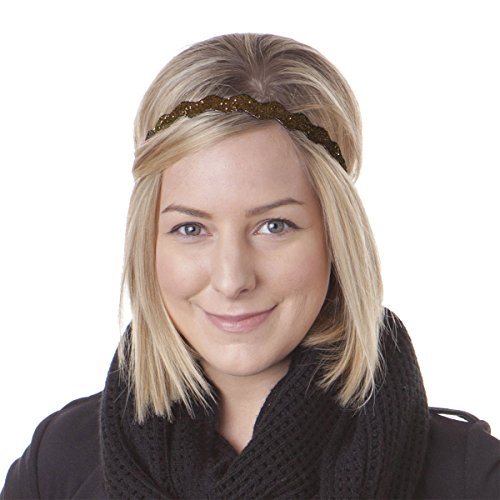Hipsy Women's Bling Glitter Adjustable No Slip Headband Bulk Gift 10pk (Wave Neutral 10pk)