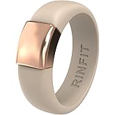 Rinfit Silicone Rings for Women - Silicone Wedding Bands - Womens Rubber Ring with Stainless Steel Plate - Patented Design