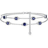 Dorunmo Birthstone Anklet Bracelets for Women 925 Sterling Silver Birthday Mother's Day Jewelry Gifts for Wife Mother Her