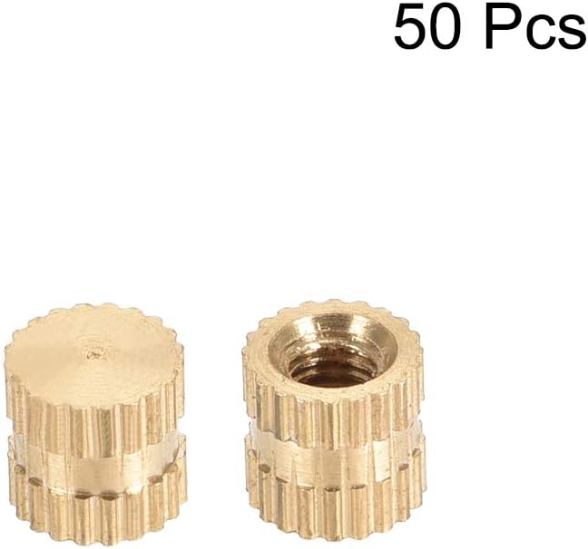 uxcell Knurled Insert Nuts, 50Pcs M3 x 5mm(L) x 5mm(OD) Female Thread Brass Blind Embedment Nuts, M3 x 5mm x 5mm - Image 4