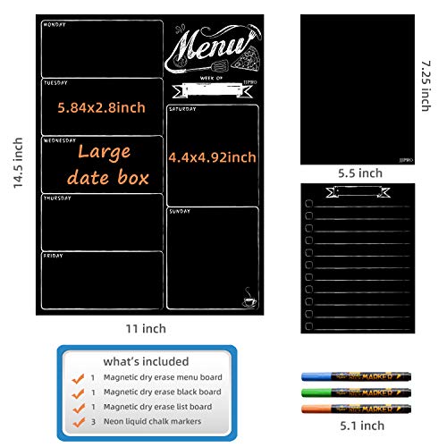 Menu Board for Fridge with neon bright liquid chalk markers