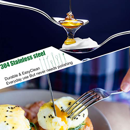 Silverware Flatware Cutlery Set,Portable Utensils LPOLER 32 Pieces Stainless Steel Utensils Service for 4,Include Knife,Fork,Spoon,Straw and Cleaning Brush,Mirror Polished,Dishwasher Safe