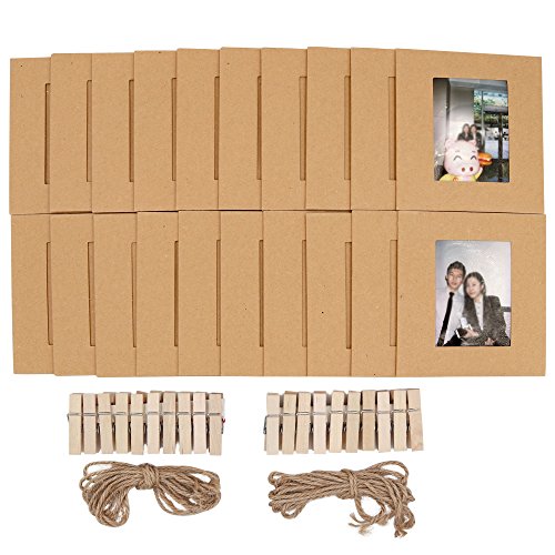 Ablus 20Pcs Paper Photo Frame Set for Fujifilm Instax Mini 7s 8 8+ 9 25 26 50s 70 90 Instant Camera Film (3-inch, Brown)