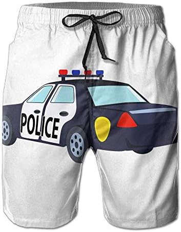 Police Car Men Surf Swim Trunk Pants Pocket