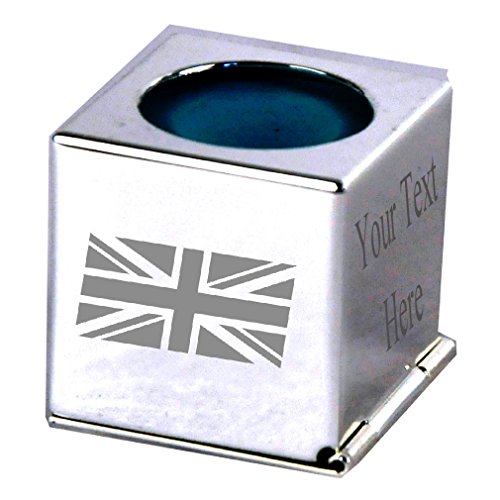 Flag Union Jack - Engraved Personalised Silver Snooker Pool Chalk Holder Case