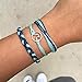 CHoppyWAVE Bracelets 3Pcs/Set Multi-Layer Women Rope Boho Beach Anklet Handmade Sea Wave Bracelet - Blue