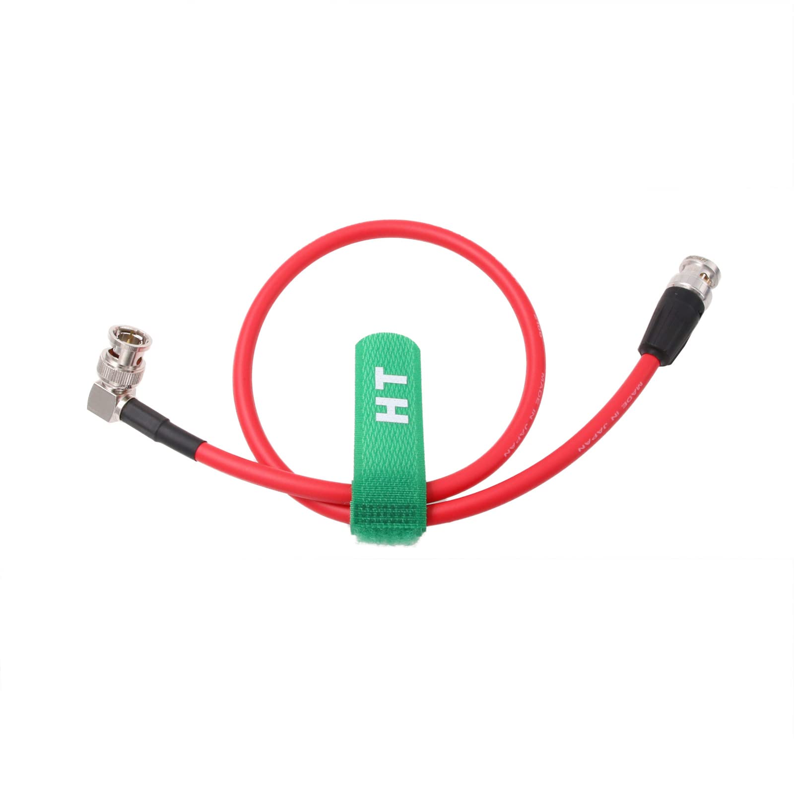 HangTon 12G SDI Raw 4K 60p Video Cable Right Angle to Straight BNC 75 ohm Coaxial Shielded for Sony FS7 FX9 FX6 Alexa DSMC2 Camera Blackmagic SmallHD Atomos Monitor (50cm, Red)