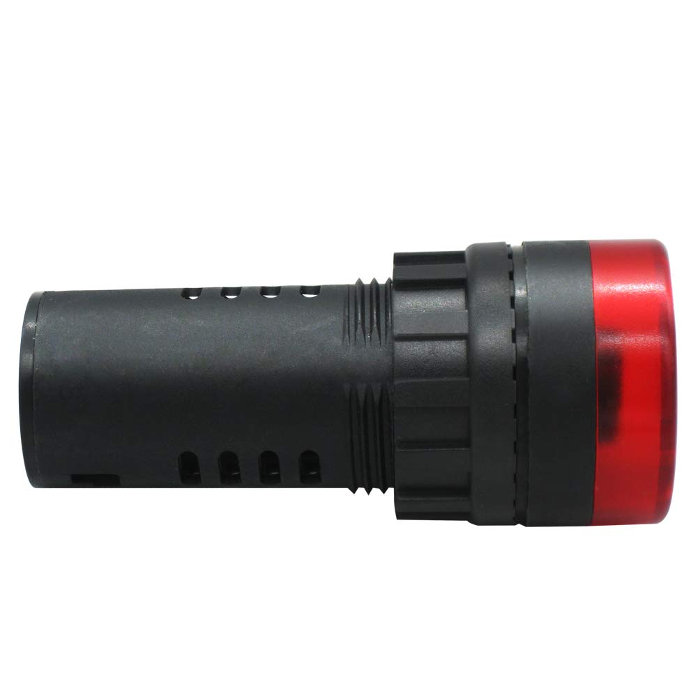 mxuteuk 2Pcs 22mm AC/DC 220V Red LED Buzzer Flash Alarm Signal Indicator Light AD16-22SM-RR220V - Image 5