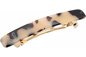 French Amie Small 2 1/4 inch Celluloid Handmade Hair Barrette No Slip Grip Durable Styling Women Hair Accessories Hair Clip for Girls, Made in France(White Tokyo)