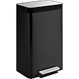 KOHLER 20940-BST 13 Gallon Kitchen Step Trash Can with Foot Pedal, Soft Close Lid, Black Stainless Steel