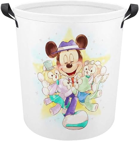 Amazon ミッキーマウス ステラルー ランドリーバスケット 洗濯バスケット ランドリーボックス 脱衣かご 収納ボックス 大容量 折り畳み 取っ手付き 撥水 防水 雑貨収納 おもちゃ アニメ キャラクター おもちゃ かご バスケット オンライン通販
