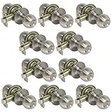 10 Pack of Pro-Grade Round Ball Passage Hallway Closet Door Knobs Handles, Satin Nickel