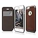 iPhone 6S Case, elago® [Leather Flip][Brown/Metallic Dark Grey] - [Card Slot][Screen Protection][Premium Hybrid Construction] – for iPhone 6/6S