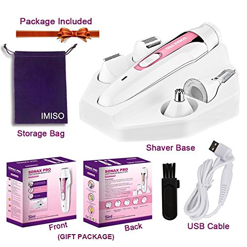 Hair Removal for Women 5 in 1 USB Rechargeable Hair Epilator Waterproof Lady Shaver Facial Hair Remover Women's Personal Groomers for Face Eyebrow Nose Armpit Bikini Arm Legs (Pink)