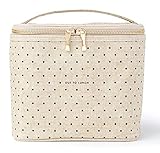 Kate Spade New York Lunch Bag Cooler Tote Durable Insulated Canvas with Leak Proof Liner Soft Side Bag with Handle Strap, Cream, Tiny Deco Dot