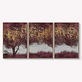 Framed Canvas Wall Art for Living Room, Bedroom Abstract Landscape Dream Place Canvas Prints for Home Decoration Ready to Hanging - 16"x24"x3 Panels