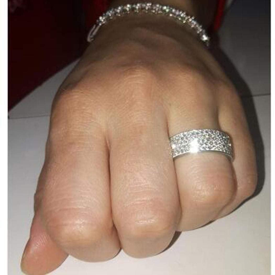 kirken Women Men Ring 5 Row Rhinestone Fashion Stainless Steel Engagement Wedding Rings Gift