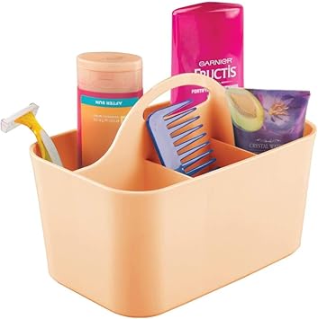 Amazon De Mdesign Badezimmer Korb Mit Griff Als Kosmetik Organizer Kuchen Aufbewahrungsbox Oder Handtuchhalter Kleine Bad Box Aus Robustem Kunststoff Pfirsichfarben
