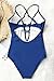 CUPSHE Women's Ladies Vintage Lace Bikini Set Beach Swimwear Bathing Suit One Piece Swimsuit, L Blue