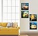 Natural art – Sunrise in Sea Wave Art, Ocean View Painting, Print on Canvas, Wall Decoration, Wrapped with Wooden Frame, Easy to Hang, 4 pieces combination of one set (12×12in×4pcs)