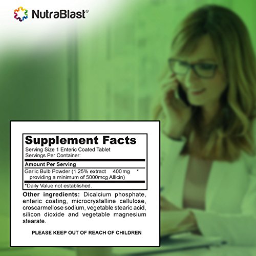 image for NutraBlast Garlic Bulb Powder 400Mg Extract Enteric Coated - Supports 