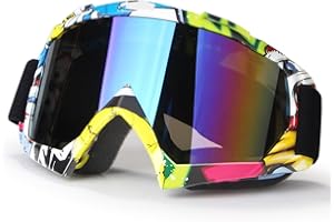 YOHOG Dirt Bike Goggles Motorcycle Riding Goggles ATV Goggles Motocross Goggles UTV Helmet Goggles Off-road MX Goggles UV400 Anti-Fog Scratch Dustproof Windproof Men Women Adult Youth kid Color Len（Yellow）