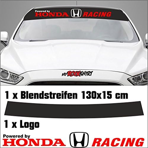Sticker Kit "Powered by Honda Racing" Sticker + sun visor Sticker with Mounting Kit incl. "Estrellina-Montage-Rakel®" & "Estrellina-Glücksaufkleber®", Stickers for highest demands